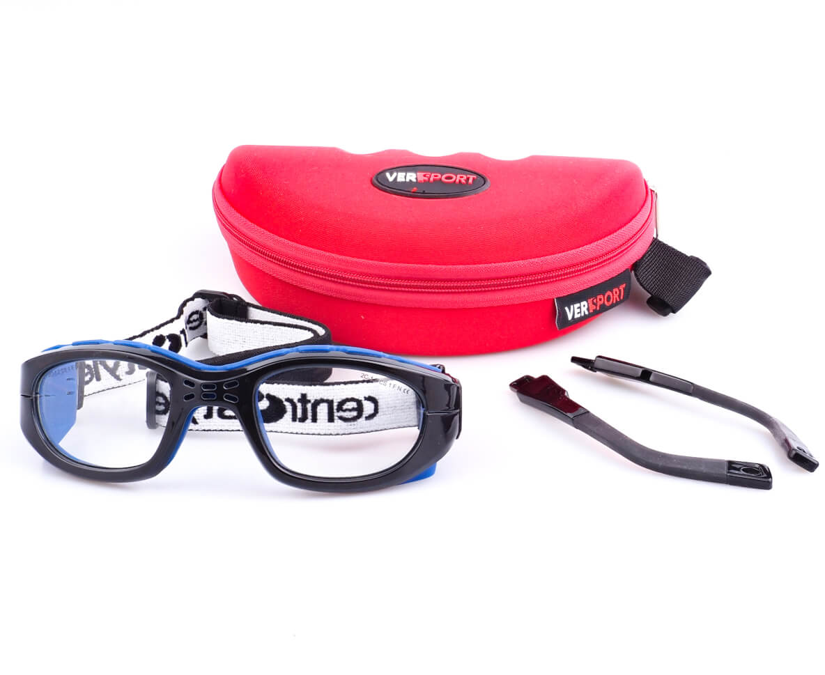 CENTRO modrý s gumou kolem hlavy a stranicemi, velikost 55, zabrousit lze pouze klasicky prohnutá dioptrická skla, báze 2,0 - 6,0