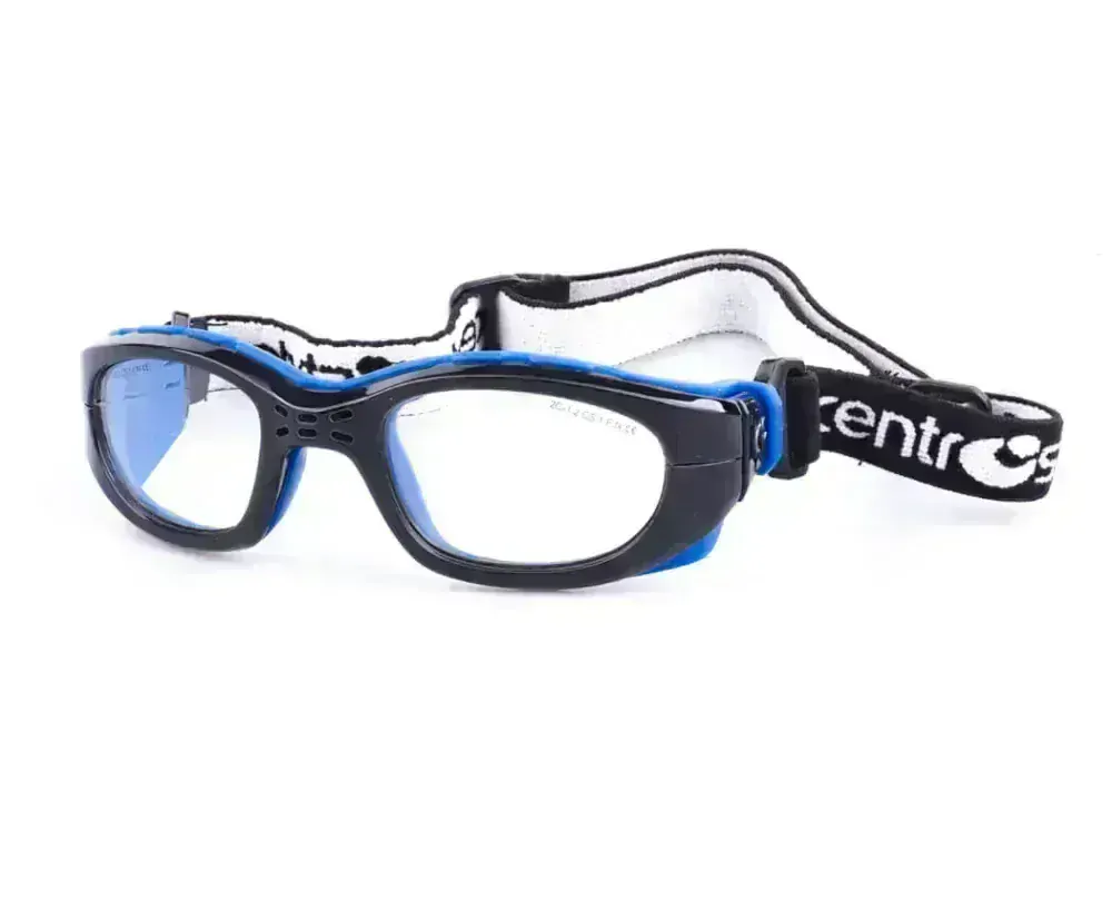 CENTRO modrý s gumou kolem hlavy a stranicemi, velikost 53, zabrousit lze pouze klasicky prohnutá dioptrická skla, báze 2,0 - 6,0
