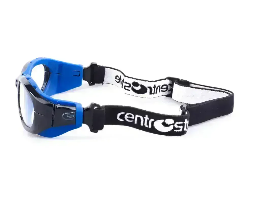 CENTRO modrý s gumou kolem hlavy a stranicemi, velikost 53, zabrousit lze pouze klasicky prohnutá dioptrická skla, báze 2,0 - 6,0