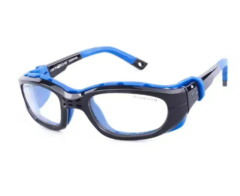 CENTRO modrý s gumou kolem hlavy a stranicemi, velikost 53, zabrousit lze pouze klasicky prohnutá dioptrická skla, báze 2,0 - 6,0