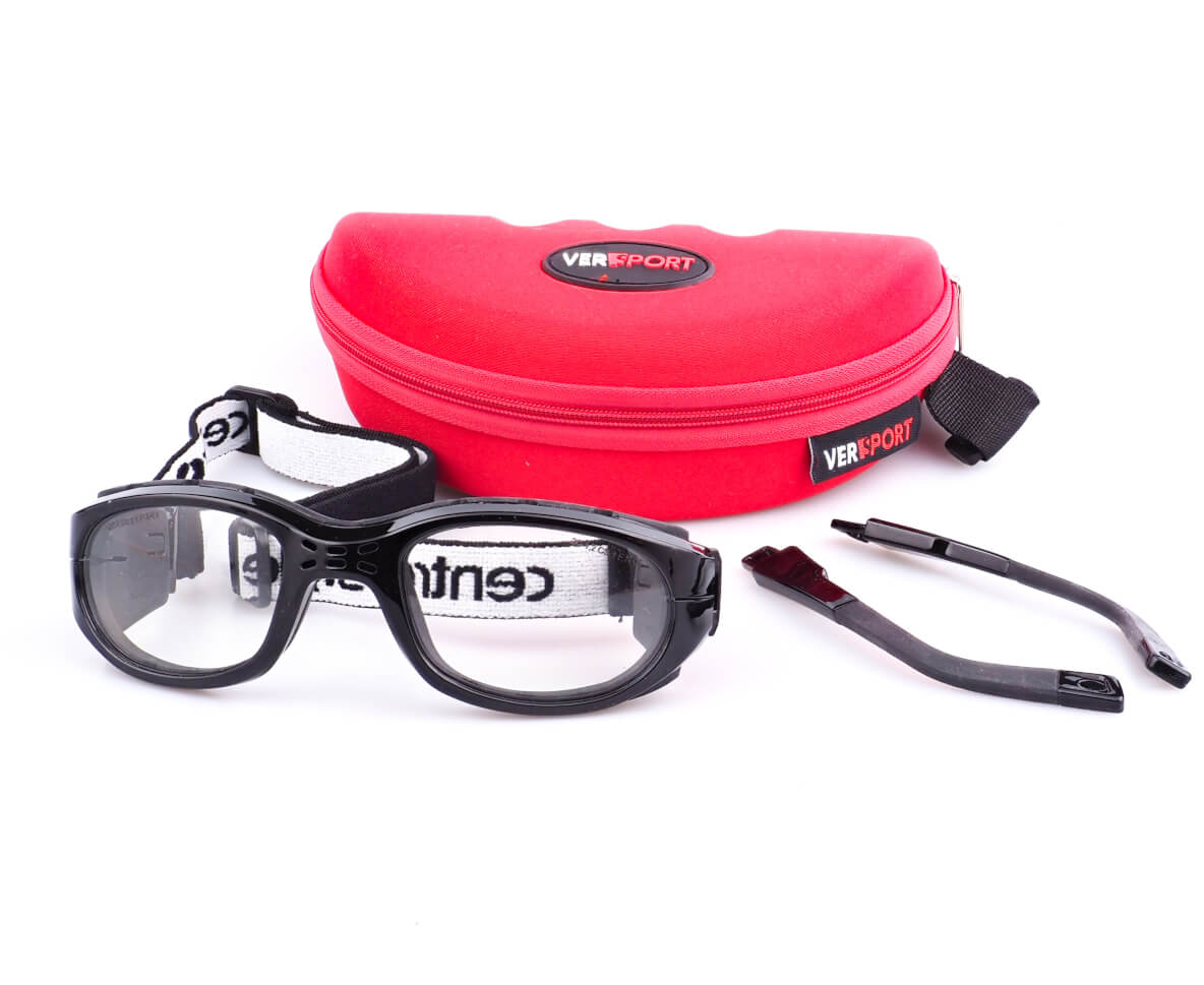 CENTRO černý s gumou kolem hlavy a stranicemi, velikost 55, zabrousit lze pouze klasicky prohnutá dioptrická skla, báze 2,0 - 6,0