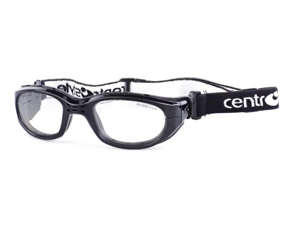 CENTRO černý s gumou kolem hlavy a stranicemi, velikost 53, zabrousit lze pouze klasicky prohnutá dioptrická skla, báze 2,0 - 6,0