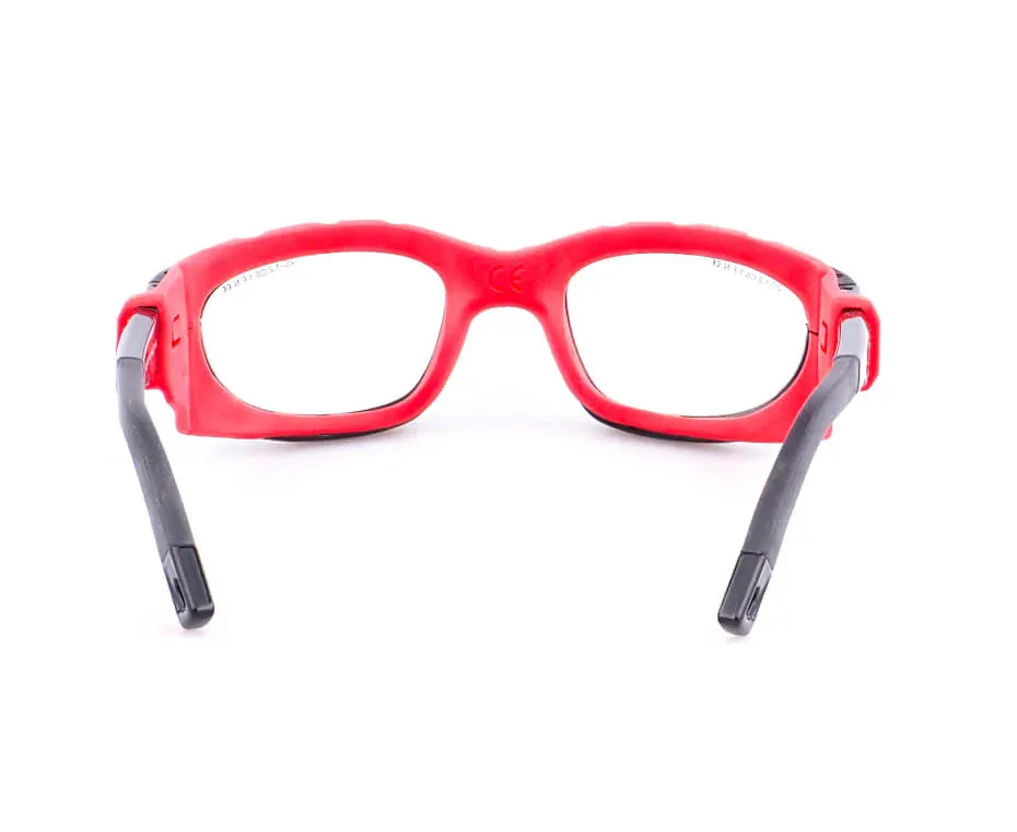 CENTRO černo - červené s gumou kolem hlavy a stranicemi, velikost 51, zabrousit lze pouze klasicky prohnutá dioptrická skla, báze 2,0 - 6,0