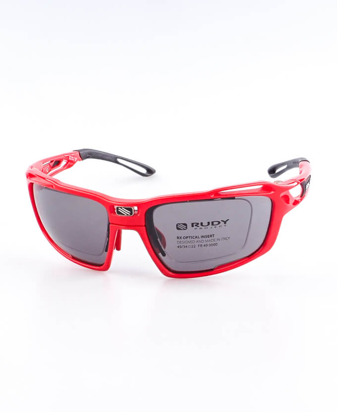 Sintrix, Rudy Project červené s dioprickým klipem, zabrousit lze pouze klasicky prohnutá dioptrická skla, báze 2,0 - 6,0